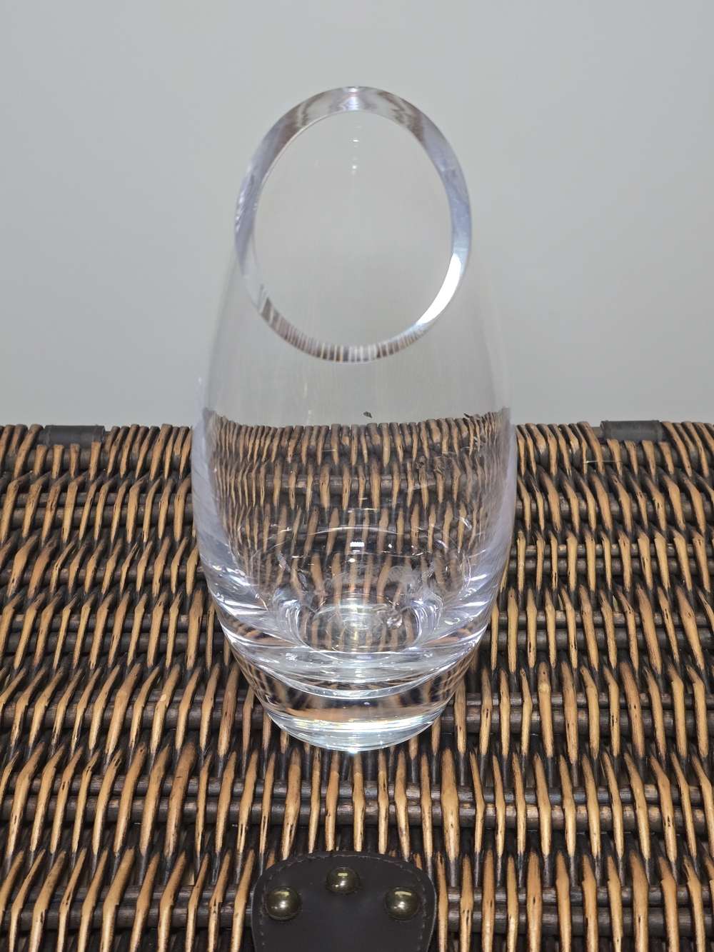 Vintage Murano Clear Glass Rose Bud Vase - Angled Rim Italian Art Glass